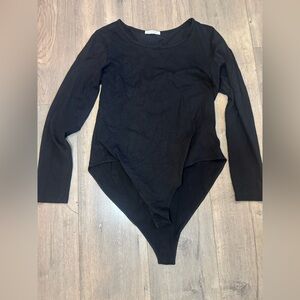 MANGOPop Women’s Long Sleeve Bodysuit – Black, Size L